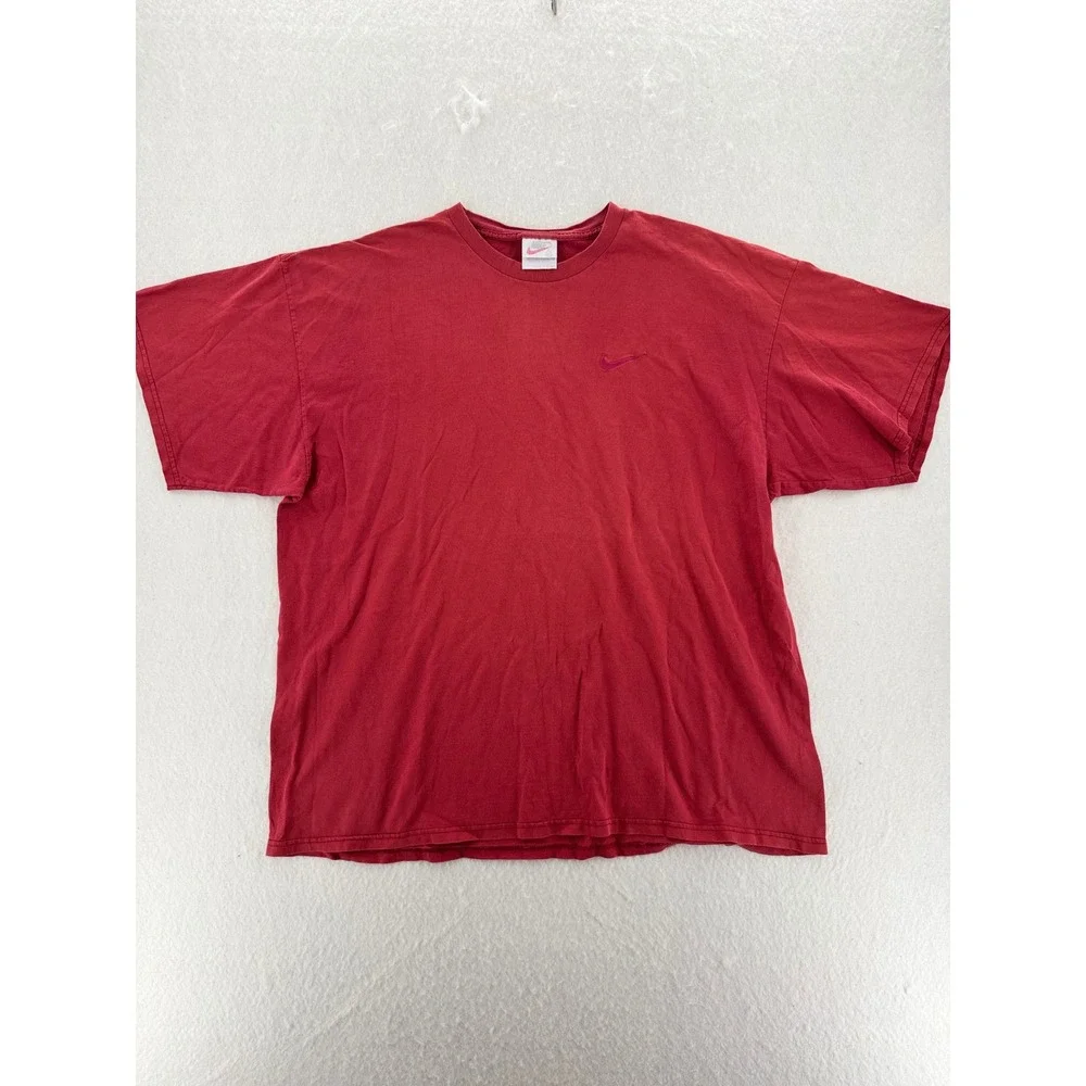 Nike - VTG T-Shirt Embroidered Swoosh Short Sleeve - Red - XXL - Mens